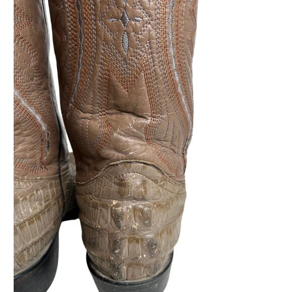 Reyme Men's Genuine Caiman / Alligator Tail Cowboy Boots Embroidered Sz~7 - Picture 15 of 16
